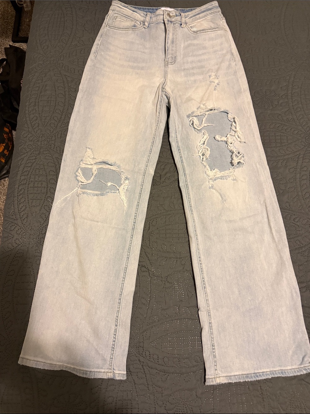 Vervet Distressed Light Wash Wide Leg Jeans